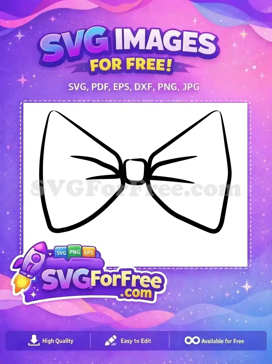 A crisp, free black outline of a classic bow tie, perfect for adding a sophisticated touch to your projects.