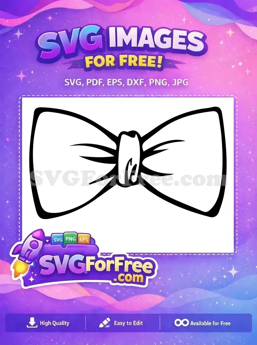 A crisp black and white outline of a bow tie, a sophisticated free vector design for all your creative needs.