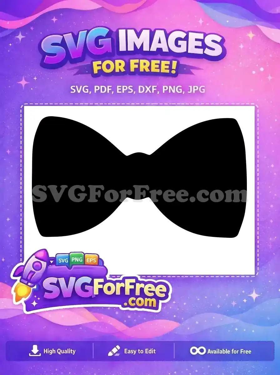 A crisp, versatile free design of a classic black bow tie silhouette, ideal for formal event invitations or elegant projects. Download this free graphic now!