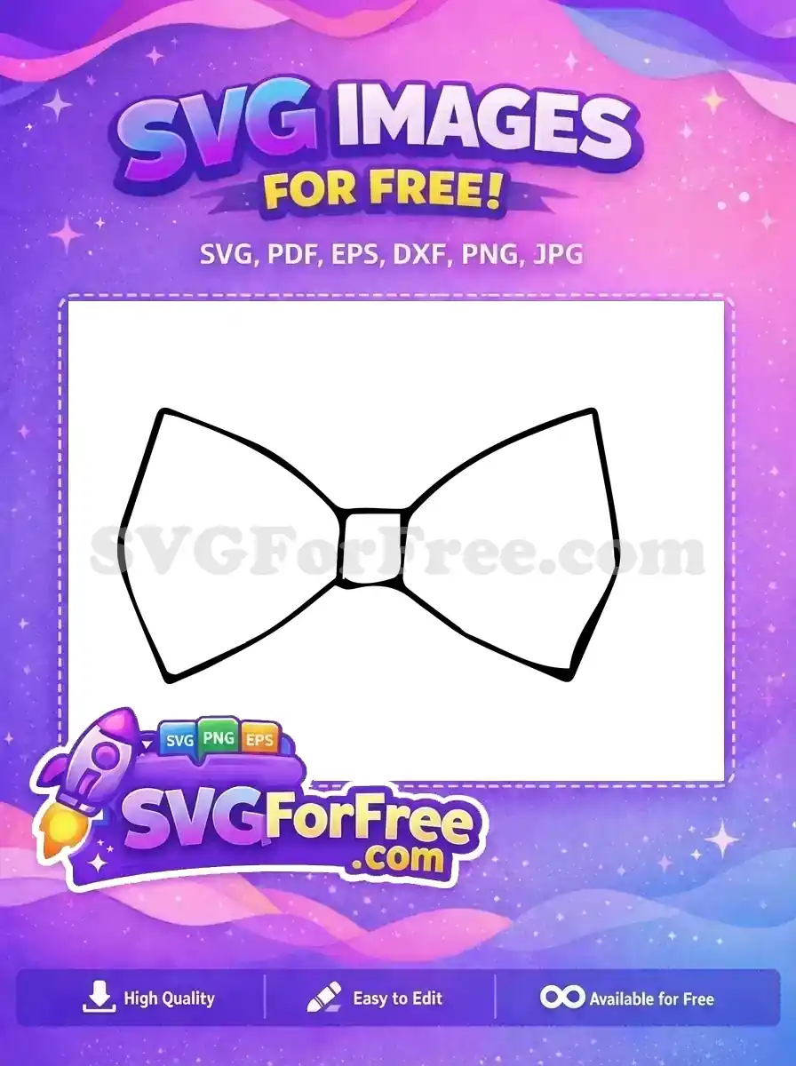 A simple, hand-drawn outline of a classic bow tie, offered as a free SVG design for your creative projects.