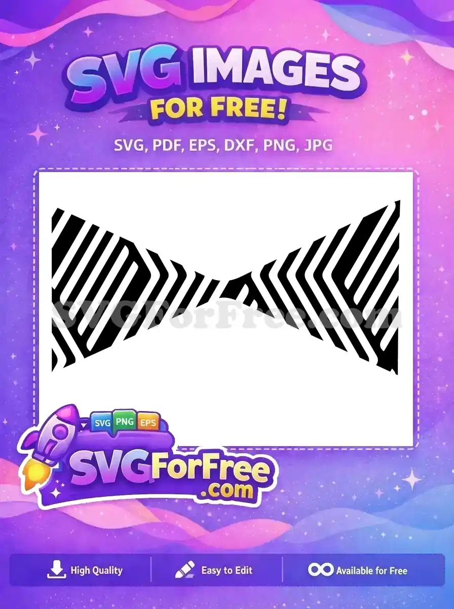Free geometric abstract design, featuring bold black and white diagonal stripes forming a unique, symmetrical pattern for free.