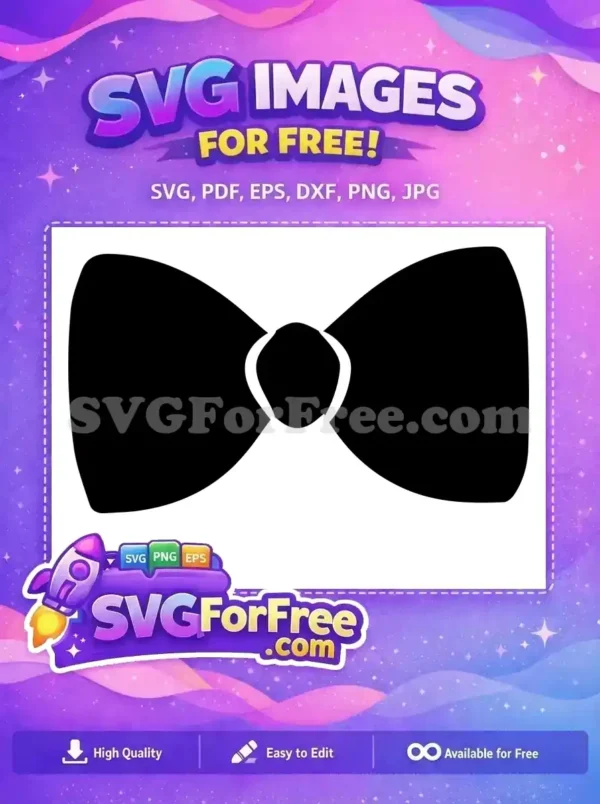 A crisp, free black bow tie SVG design, ideal for formal wear illustrations and crafting projects. Download this free vector!