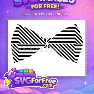 A free SVG of an abstract black and white striped bow tie design, perfect for modern graphic arts and crafts. Download this free vector now!