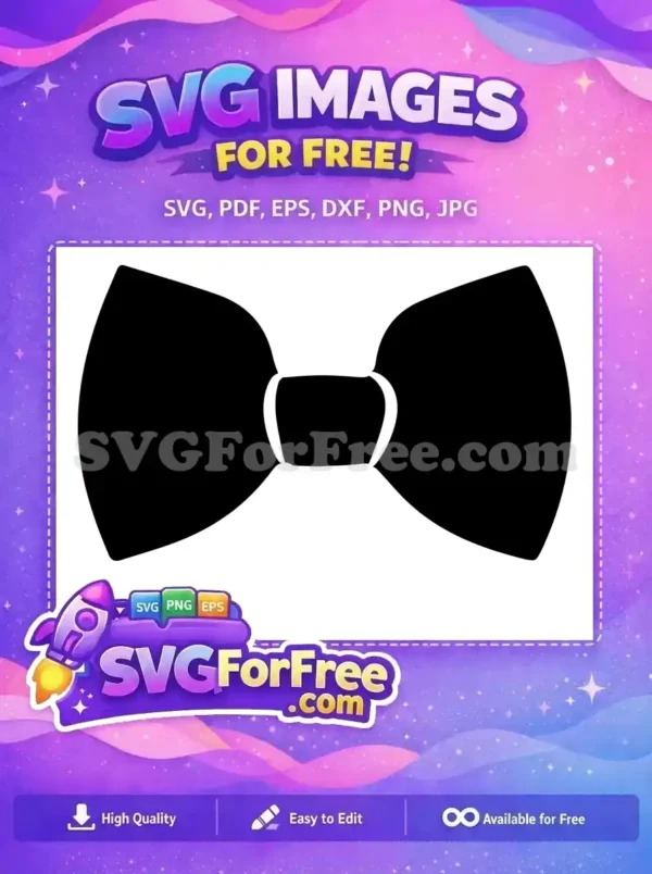 A striking free black bow tie silhouette, offering a classic and sophisticated free design for all your creative needs.