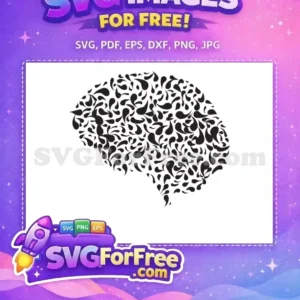 Free Creative Brain SVG Design: Paisley Mind Flow Vector Free brain design, an abstract SVG illustration composed of many flowing black paisley shapes on a white background.