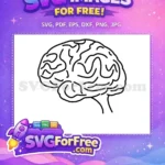 Free Simple Line Drawing Free Black and White Brain Vector Free SVG - Instant Download