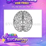 Free Intricate Line Art Free Human Brain Anatomy Illustration Free SVG - Instant Download