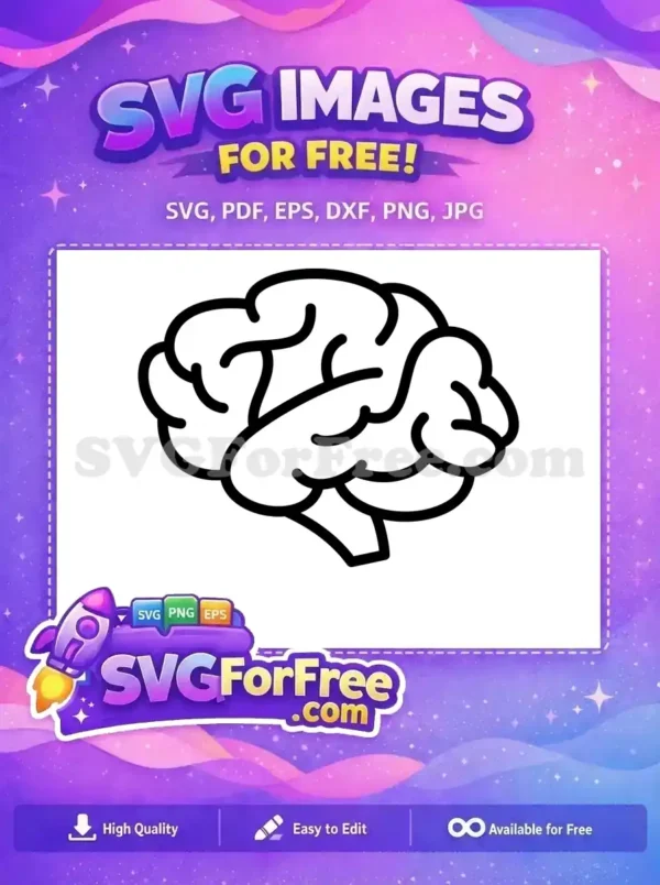 A clear, free brain outline SVG, perfect for educational content or creative projects. Download this free design now!