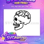 Free Exposed Brain Skull Free Brain Vector Design Anatomy Halloween Free SVG - Instant Download