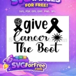 Free Give Cancer The Boot Free Volleyball Ribbon Breast Cancer Free SVG - Instant Download