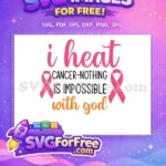 Free I Beat Cancer Free Pink Ribbon Quote Breast Cancer Awareness Free SVG - Instant Download