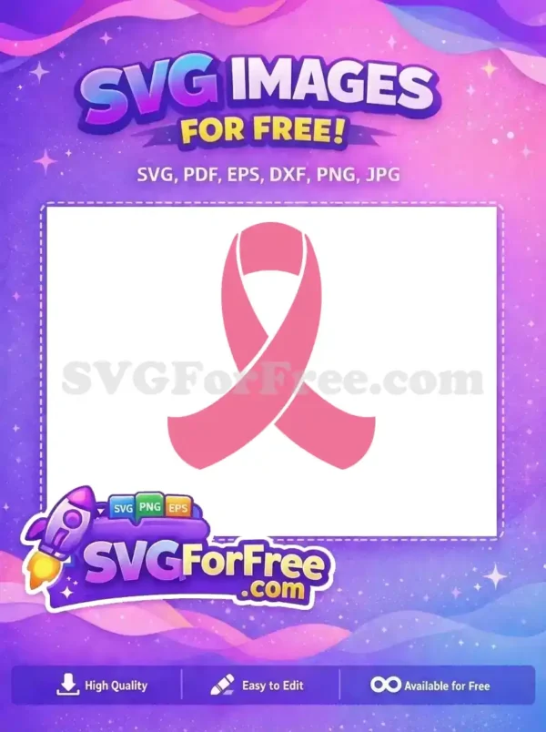 A vibrant pink ribbon free design, symbolizing breast cancer awareness. This essential free SVG is perfect for advocating support and hope.