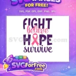 Free Fight Believe Hope Survive Quote Free Pink Ribbon Breast Cancer Awareness Free SVG - Instant Download