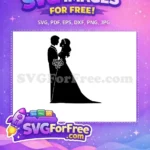 Free Bride Groom Silhouette Free Rose Bouquet Wedding Clipart Free SVG - Instant Download
