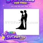 Free Pregnant Bride Silhouette with Updo Free Loving Groom Bridal Designs Free SVG - Instant Download