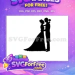 Free Bride and Groom Silhouette Free Groom with Bouquet Bridal Designs Free SVG - Instant Download