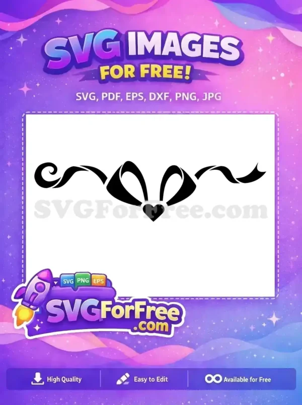 A free elegant black swirl and heart decorative design, ideal for crafts, invitations, and DIY projects. Download this free design now!