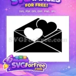 Free Love Letter With Two Hearts Free Black Silhouette Bridal Designs Free SVG - Instant Download