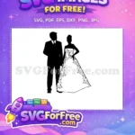 Free Groom Suit Silhouette Free Bride Filigree Gown Wedding Couple Free SVG - Instant Download