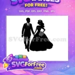 Free Bride and Groom Silhouette Free Elegant Wedding Couple Bridal Designs Free SVG - Instant Download