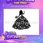 Free Waving Bride Silhouette Free Rose Pattern Dress Bridal Free SVG - Instant Download