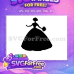 Free Elegant Bride Silhouette Free Holding Flower Bouquet Wedding Free SVG - Instant Download