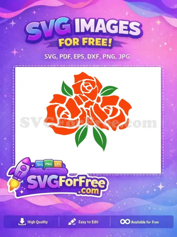 A stunning free SVG of three stylized orange roses with green leaves, perfect for various design applications. Download now!