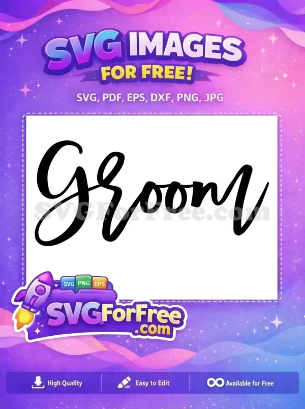 A beautiful free 'Groom' script font SVG, perfect for wedding invitations, decor, and apparel projects. Free to download.