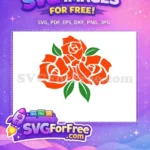 Free Orange Rose Bouquet Free Vibrant Green Leaves Bridal Party Free SVG - Instant Download