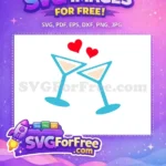 Free Blue Toasting Glasses Free Two Red Hearts Bridal Party Free SVG - Instant Download