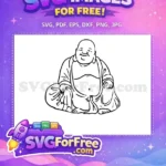 Free Smiling Big Belly Free Seated Monk Line Art Buddha Free SVG - Instant Download