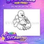 Free Joyful Laughing Buddha Free Holding Leaf Zen Buddhism Free SVG - Instant Download