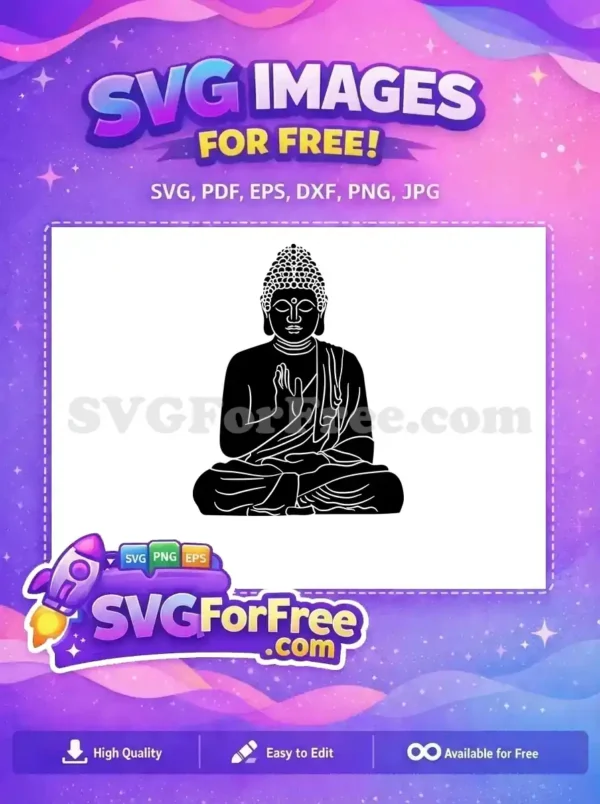 This free design showcases a peaceful Buddha in a meditation pose, ideal for tranquil spiritual projects.