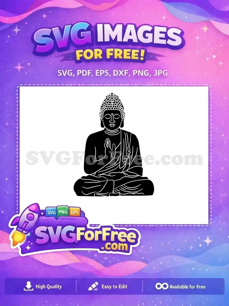 This free design showcases a peaceful Buddha in a meditation pose, ideal for tranquil spiritual projects.