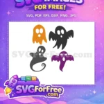 Free Orange Purple Spooky Ghosts Free Cartoon Halloween Buffy Free SVG - Instant Download