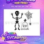 Free Waving Black Skeleton Free Tombstone Spider Buffy Designs Free SVG - Instant Download