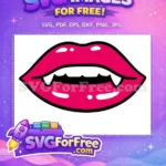 Free Pink Vampire Lips Free Sharp Fangs Buffy Design Free SVG - Instant Download