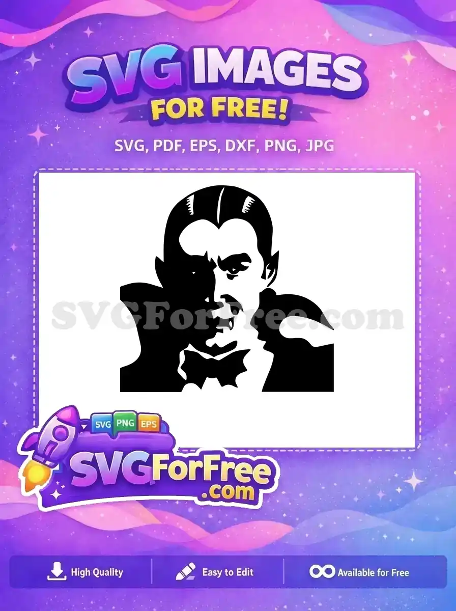 A free high-contrast black and white vector of a classic vampire, Count Dracula, perfect for free spooky designs.