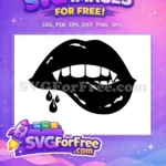 Free Black Dripping Vampire Lips Free Sharp White Fangs Buffy Free SVG - Instant Download