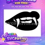 Free Vampire Lips Black Fangs Free Sharp Teeth Design Buffy Free SVG - Instant Download