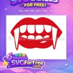 Free Red Vampire Lips Free Sharp Fangs Buffy Slayer Free SVG - Instant Download