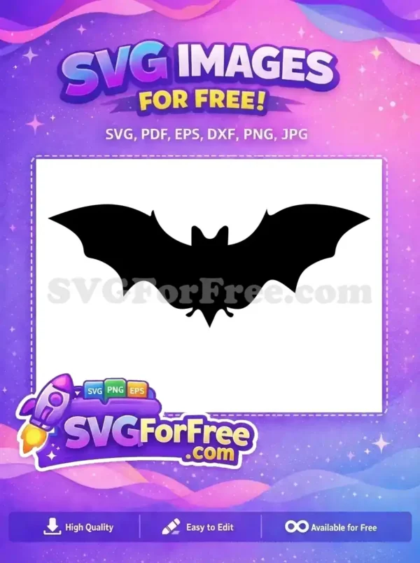 A striking black bat silhouette, a fantastic free design for your Halloween projects. Get this free SVG now!