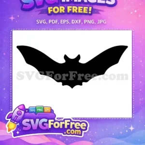 Free Flying Bat Silhouette Design – Spooky & Versatile SVG Striking free bat silhouette design with outstretched wings, perfect for Halloween crafts. Download this free SVG vector easily!