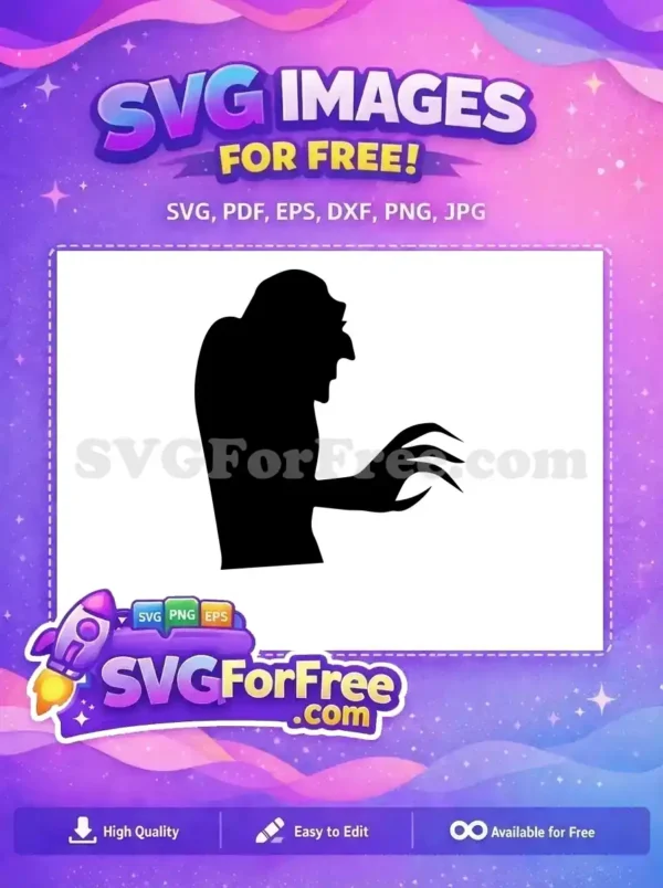 A terrifying free monstrous creature silhouette, perfect for Halloween crafts and spooky digital designs. Grab this free design!