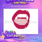 Free Pink Vampire Lips Free Sharp White Fangs Buffy Free SVG - Instant Download