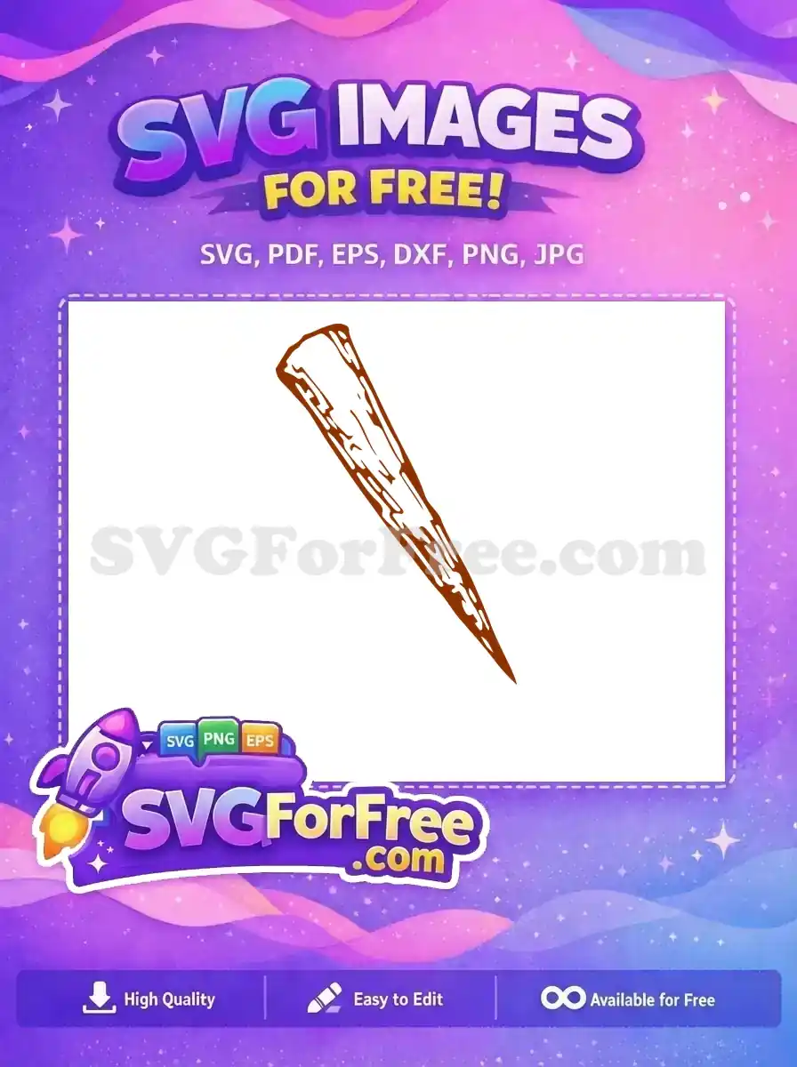A free design featuring a rustic, hand-drawn wooden stake or spearhead, tapering to a sharp point. Download this free SVG now!