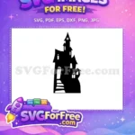 Free Spooky Haunted House Silhouette Free Black Crooked Mansion Buffy Free SVG - Instant Download