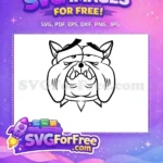 Free Grumpy Bulldog Face Free Spiked Collar Outline Design Free SVG - Instant Download