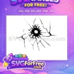 Free Bullet Hole Vector Free Shattered Glass Clipart Free SVG - Instant Download