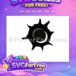 Free Black Bullet Hole Shape Free Crescent Moon Eclipse Design Free SVG - Instant Download